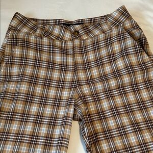 Hollister Tan and White Plaid High-Rise Pants Size 9R